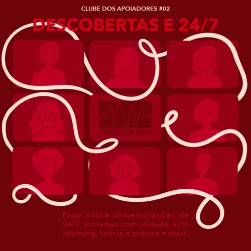 Capa do Episódio: Descobertas e 24/7 (Uma conversa com apoiadores sobre jornadas, comemorações de 24/7, kink shaming, teoria e prática, age play, fire play, wax play e mais.)